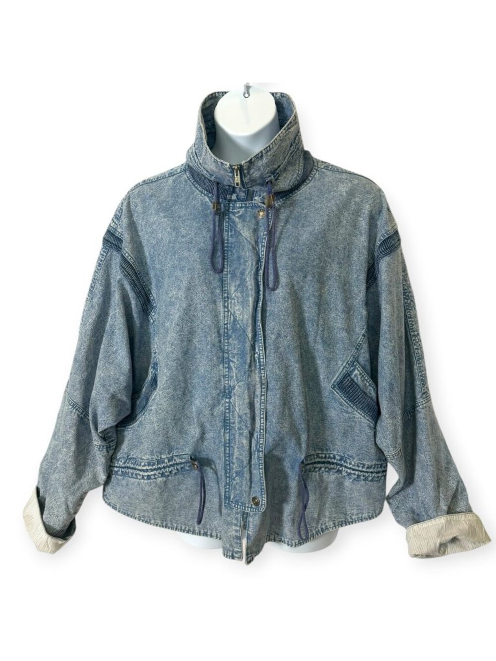 Vintage 80s East West Acid Wash Denim Jacket 2X 22W Dolman Batwing Oversized